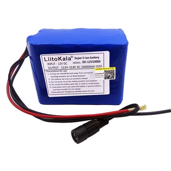 HK LiitoKala 12V 2200mah 3000mAh 6800mah 9800mah 10ah 18650 Li-lon 12V DC Super Rechargeable Battery Pack