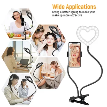 Heart Shaped LED Selfie Ring Light With Phone Holder USB Photography Fill lamps For Youtube Live Stream Make up GT
