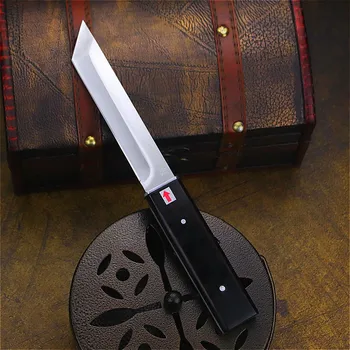 Heban japoński samuraj D2 stalowy prosty nóż, odkryty taktyczny nóż, camping nóż do samoobrony, otwarty nóż ratunkowy