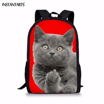 INSTANTARTS śmieszne 3D środkowy palec kot druku chłopcy dziewczęta torby szkolne uczniów szkoły podstawowej torby szkolne Codzienne dziecięce rezerwuj torby