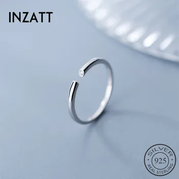 INZATT Real 925 srebro minimalistyczny błyszczący OL Otwarcie pierścień dla uroczych kobiet partii biżuterii geometryczna pierścień prezent 2019