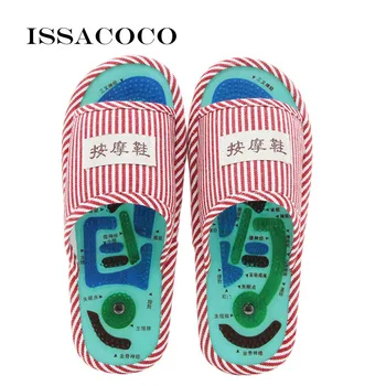 ISSACOCO Man masujące klapki sandały buty lato kryty domowe kapcie klapki niebieski pasek masaż nóg pantofle z Magnesem