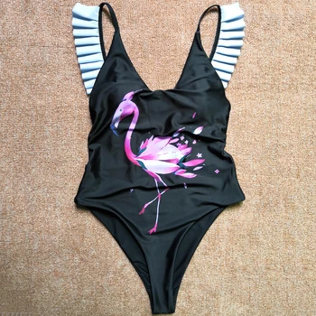 Imayio Flamingo one piece swimsuit 2019 women Print floral swimwear Backless swimsuits damski jednoczęściowy strój kąpielowy stroje kąpielowe