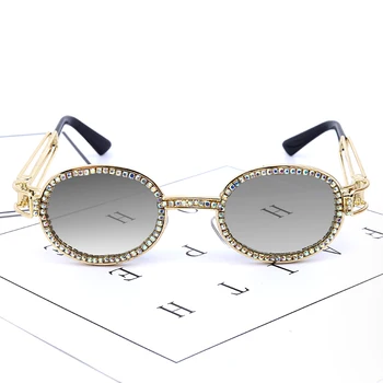 JASPEER okrągły rhinestone okulary Kobiety steampunk Diament okulary klasyczne okulary mężczyźni przezroczyste soczewki rocznika odcienie