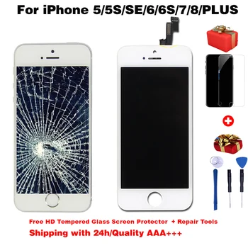 Jakość AAA+++ wyświetlacz LCD do iphone 6s lcd digitizer ekran dotykowy dla iPhone6 screen 5S 6SPlus 7 7Plus No Dead Pixel +prezenty
