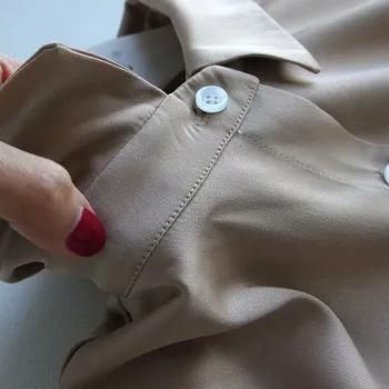 Jesienna Moda Na Guziki Satyna Jedwabna Koszula Vintage Bluzka Kobiety Białe Bluzki Pani Z Długim Rękawem Damska Temat Uliczne Koszule 11355