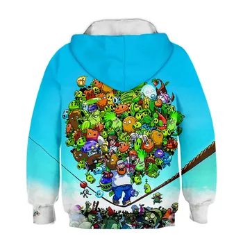 Jesienne bluzy Plants vs zombie kreskówka bluza casual odzież dla chłopców niebieski 3D drukowane odzież Dziecięca dla Dzieci zabawne swetry bluza