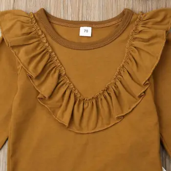 Jesienno-zimowa odzież dla dziewczynek ubrania z Оборчатым collar top spodnie czapki bawełniane ubrania zestaw 0-24 miesięcy