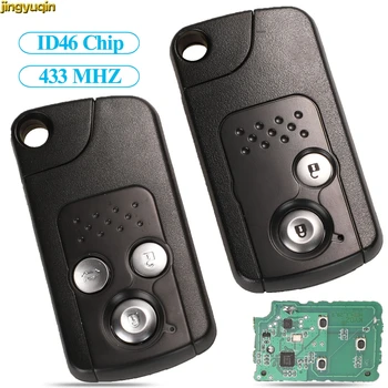 Jingyuqin Remote Key 433MHZ ID46 Chip For Honda CRV Accord Civic Odyssey Intelligent 2/3 Buttons Smart Car Keyless Entry Control