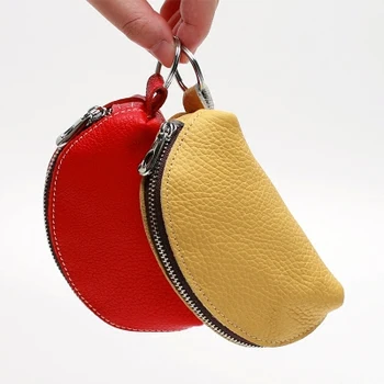 JudyFashion Handmade First layer cowhide leather unisex tiny coin bag lady business waist hanging money bag holder portfel bag