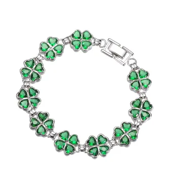 KIVN moda damska biżuteria szczęście czterolistna koniczyna zielony CZ sześciennych cyrkon bransoletki ślubne matki Urodziny prezenty