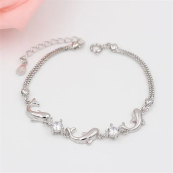 KOFSAC moda 925 srebro łańcucha bransoletki dla kobiet partii uroczy Delfin bransoletka Bransoletka Kryształ luksusowy CZ biżuteria prezenty