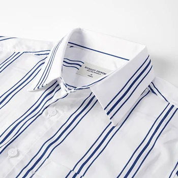 KUEGOU blending wiosna jesień koszula męska z długim rękawem wypoczynek elastyczna moda niebieskie paski koszule mężczyźni top plus rozmiar BC-20520