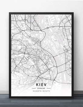 Kijów Ukraina Mapa Plakat