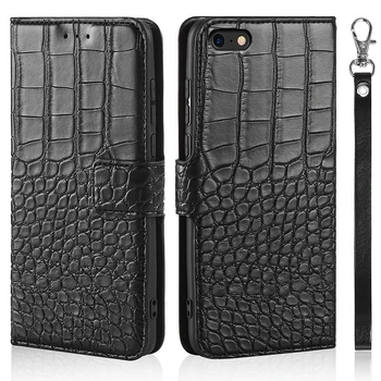 Klapki skórzane etui do telefonu Huawei Honor 7A 5.45 cm pokrywa Krokodyla skóra tekstura projekt książki luksusowy portfel Coque Huawei Y5 2018