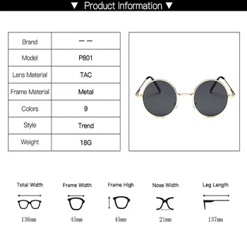 Klasyczne rocznika spolaryzowane okulary przeciwsłoneczne refleksyjne lustro moda, okrągłe, metalowe okulary damskie okulary przeciwsłoneczne Uv400