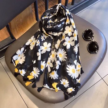 Kobiet mody luksusowej marki Daisy kwiatowy pędzelka wiskoza szal szalik panie miękkie głowy okłady pashmina ukradł islamski hidżab 180*90 cm