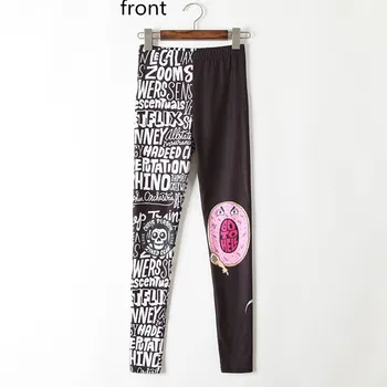 Kobiety gotyckie legginsy różowy cienki miękki Lacina dla dziewczyn fitness list wydrukowano graffiti 3D Harajuku punk-rock spodnie