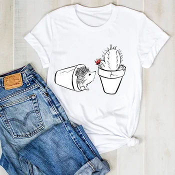 Kobiety lady fabryka kreskówka moda lato kaktus panie koszulka Damska Damska koszulka top odzież graficzna odzież t-shirt