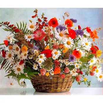 Kolorowe kwiaty i kwiat koszyk diamentowa malarstwo zestaw - DIY