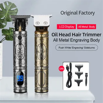 LCD-elektryczny trymer do włosów USB Akumulator T9 maszynka do strzyżenia włosów fryzura bezprzewodowa golarka trymer 0 mm męski fryzjer maszyna do cięcia włosów