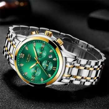 LIGE 2020 NEW Green Water Ghost luksusowe męskie zegarek Wodoodporny zegarek z datą męskie zegarek męski zegarek kwarcowy Relogio Masculino