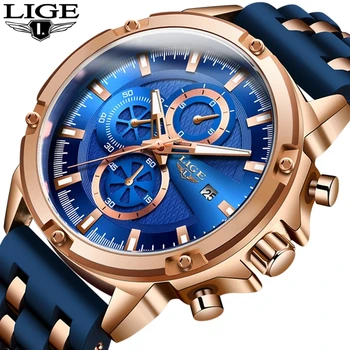 LIGE sportowe zegarki Męskie wodoodporne męskie zegarek Kwarcowy zegarek dla mężczyzn marki luksusowe silikonowy pasek męski zegarek Relogio Masculino