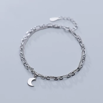 LKO new arrive fashion silver 925 moon proste i modne bransoletki dla kobiet S925 słodki romantyczny bransoletka dla dziewczynki