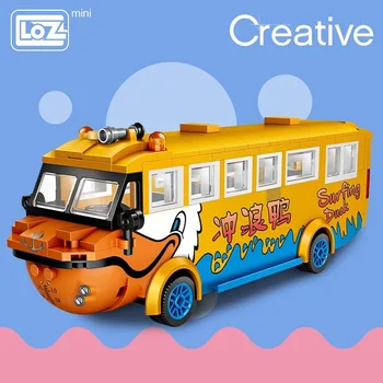 LOZ Mini Blocks Surf Duck Amphibious Bus Duck Boat Travel Car Model zabawki edukacyjne dla dzieci mini budowlane cegły prezenty DIY