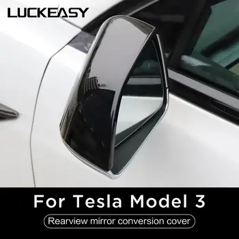 LUCKEASY car kamera wsteczna mirror cover for Tesla Model 3 ABS piano black version kamera wsteczna mirror cover 2 szt./kpl.