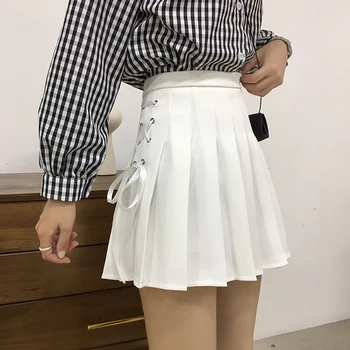 Lato jest dość Lolita Wstążka łuk koronki Wysokiej Talii plisowana stałe spódnica Japonia koreański marynarz student mundury sexy 90-tych