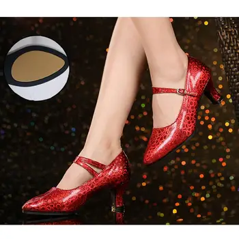 Latynoskie taneczne buty Damskie towarzyski tango z zamkniętym czubkiem taneczne buty dla kobiet panie dziewczyny latino nowoczesna salsa na obcasie, podeszwa zewnętrzna z gumy