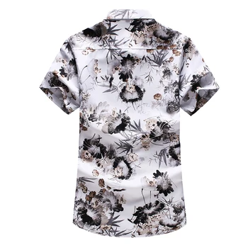 Letnie męskie kwiatowy drukowane hawajskie koszule z krótkim rękawem hip-hop wakacje plażowa impreza, casual, bawełniana wygodna miękka koszula