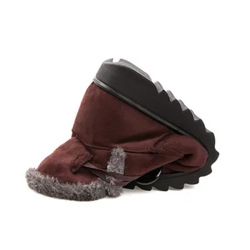 Lin King duży rozmiar kobiety rakiety śnieżne ciepłe pluszowe zimowe botki modne klamry krótkie Botas miękka podeszwa kliny buty dla matki