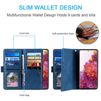 Luksusowy portfel na zamek S20FE etui do Samsung Galaxy S20 FE Ultra S10 E S9 S8 Plus Lite skórzany uchwyt karty telefon torby pokrywa Coque