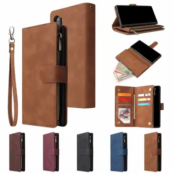 Luksusowy skórzany portfel dla LG V50 ThinQ 5G/LMV500EM Case magnetyczny portfel na zamek mobilny portfel retro flip-mapa stoiska pokrywa skóra