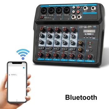 M-6 Przenośny mini-mikser o DJ konsola z kartą dźwiękową USB, 48V zasilanie phantom do nagrywania PC śpiew webcast partii(US Plug)