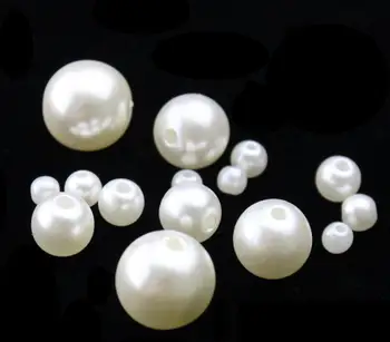 MHS. SUN Loose 3mm-30mm Raindom Pearl White Color ABS okrągłe plastikowe symulacyjne perłowe koraliki do dekoracji biżuterii i odzieży