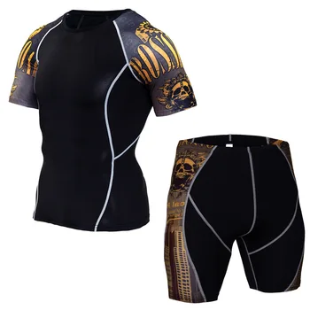 MMA рашгард Muay Thai koszulka spodenki strój drukowany oddychająca elastyczna złączka zaciskowa MMA krótki bokserski Jersey fitness siłownia szkolenia