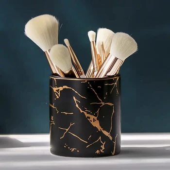 MT Nordic Marble Wzór Pen Holder Cosmetic Brush Storage Box Makeup Brush Holder ceramiczna banku Home Table Decoration Container