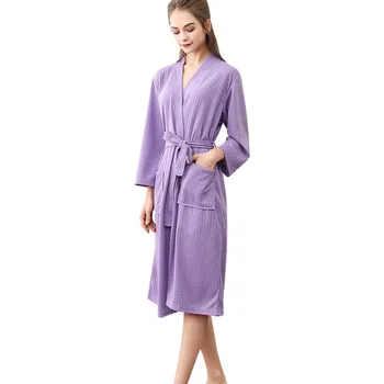 MUQGEW Szlafrok damski szlafrok femme damska nocna odzież oddychająca bawełna kolor szlafrok łączenie strona odzież kąpielowy płaszcz #G3