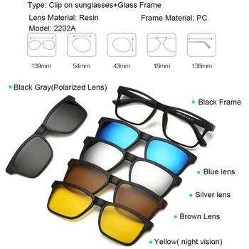 Magnetyczne 5szt spolaryzowane klipsy okulary ramka z tworzywa sztucznego do jazdy w nocy