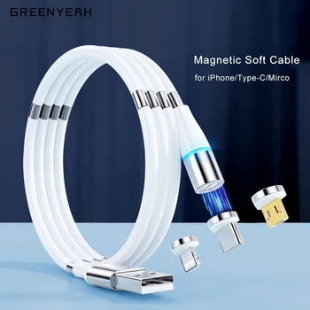 Magnetyczny kabel Micro USB Type C dla iPhone 11 XR 7 Lighting Cable Data Sync Fast Charging Wire Type-C Magnet Ładowarka kabel telefoniczny