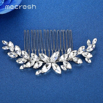 Mecresh Clear Marquise Crystal ślubne grzebienie do włosów / szpilki ślubne akcesoria do włosów liści ozdoby do włosów biżuteria panna młoda biżuteria ślubna FS260