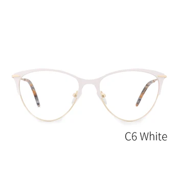 Metalowe oprawki do okularów dla kobiet przepis optyczny Kocie oko okulary ramka Biały Popularne okulary wysokiej jakości#3751