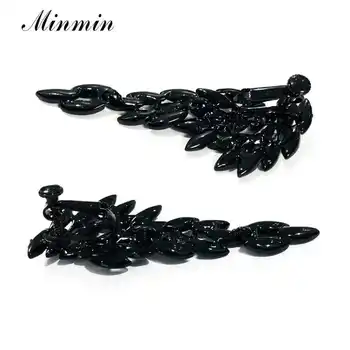 Minmin Vintage Black Crystal Angel Wings długie kolczyki upadku 2019 moda koreański biżuteria modne kolczyki klip kolczyki damskie EH209