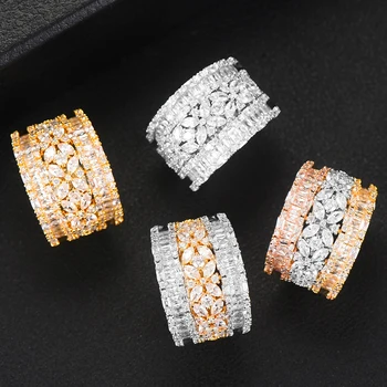 Missvikki 2020 nowy wspaniały szeroki sześciennych Cyrkon Kryształ pierścienie dla kobiet szlachetna wesele ślub rocznica prezent biżuteria