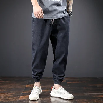 Moda Uliczna Męskie Jeansy Loose Fit Denim Spodnie-Cargo Drukowanych Projektant Spodnie Vintage Hip-Hop Jeans Mężczyźni Biegacze Spodnie