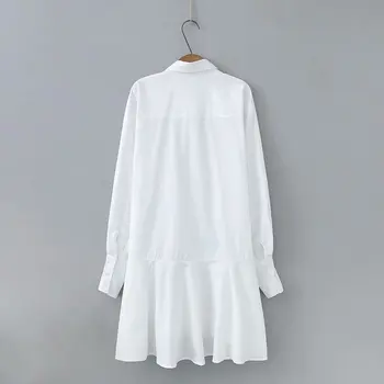 Moda damska kolor czarny kolor biały casual trąbka strój Lady nieregularne hem falbanki vestidos eleganckie koszule biznesowe DS3531