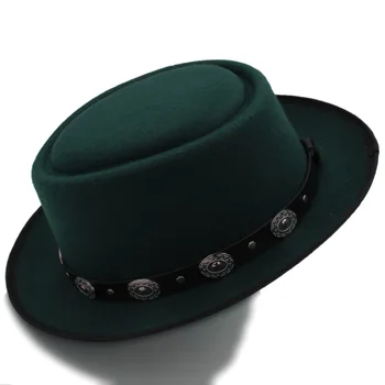 Moda kobiety świńska ciasto kapelusz tato wełna płaska фетровая kapelusz фетровая kapelusz dla eleganckiej pani gracz kanotier трилби kapelusz Kapelusz rozmiar 58cm